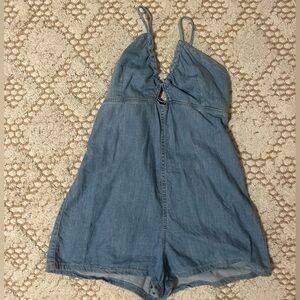Free People Light Blue Denim Romper